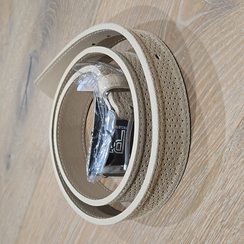 PX 36" Beige Leather Belt
